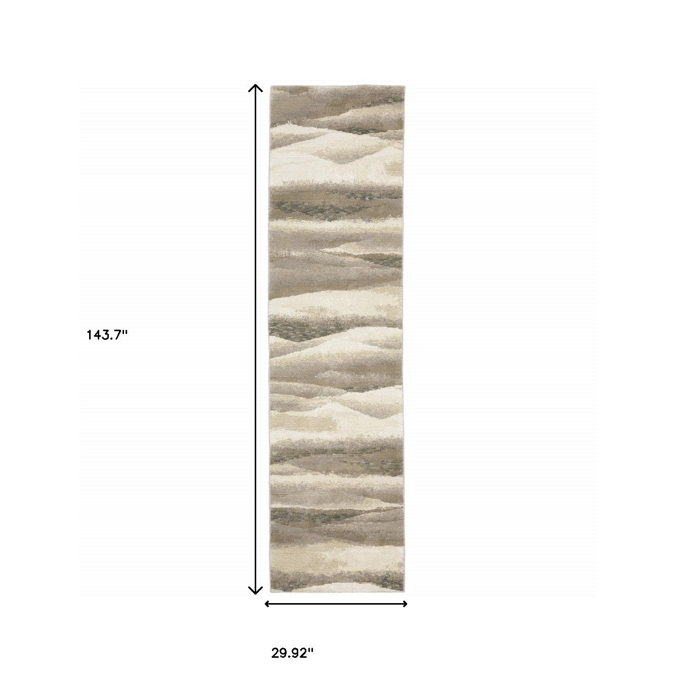 12' Gray Blue And Teal Abstract Runner Rug