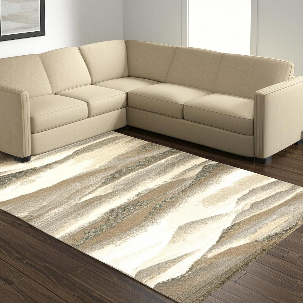 8' X 11' Blue and Gray Abstract Power Loom Area Rug