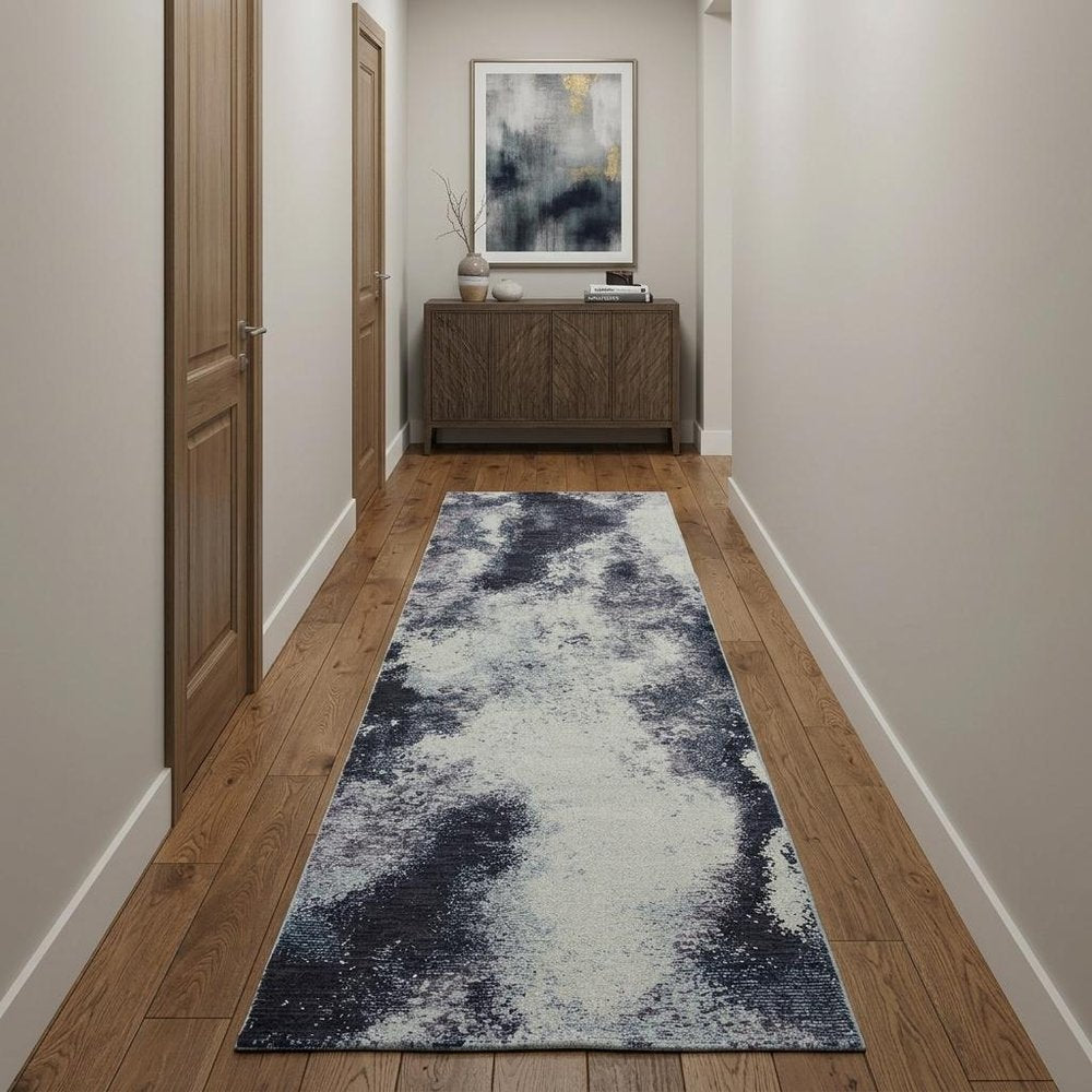 12' Ivory Abstract Runner Rug