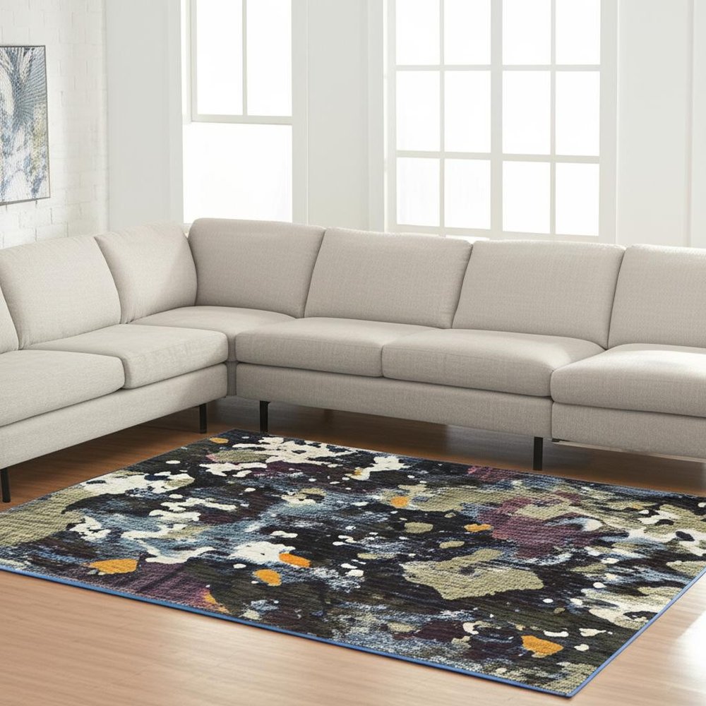 10' X 13' Blue and Green Abstract Power Loom Area Rug