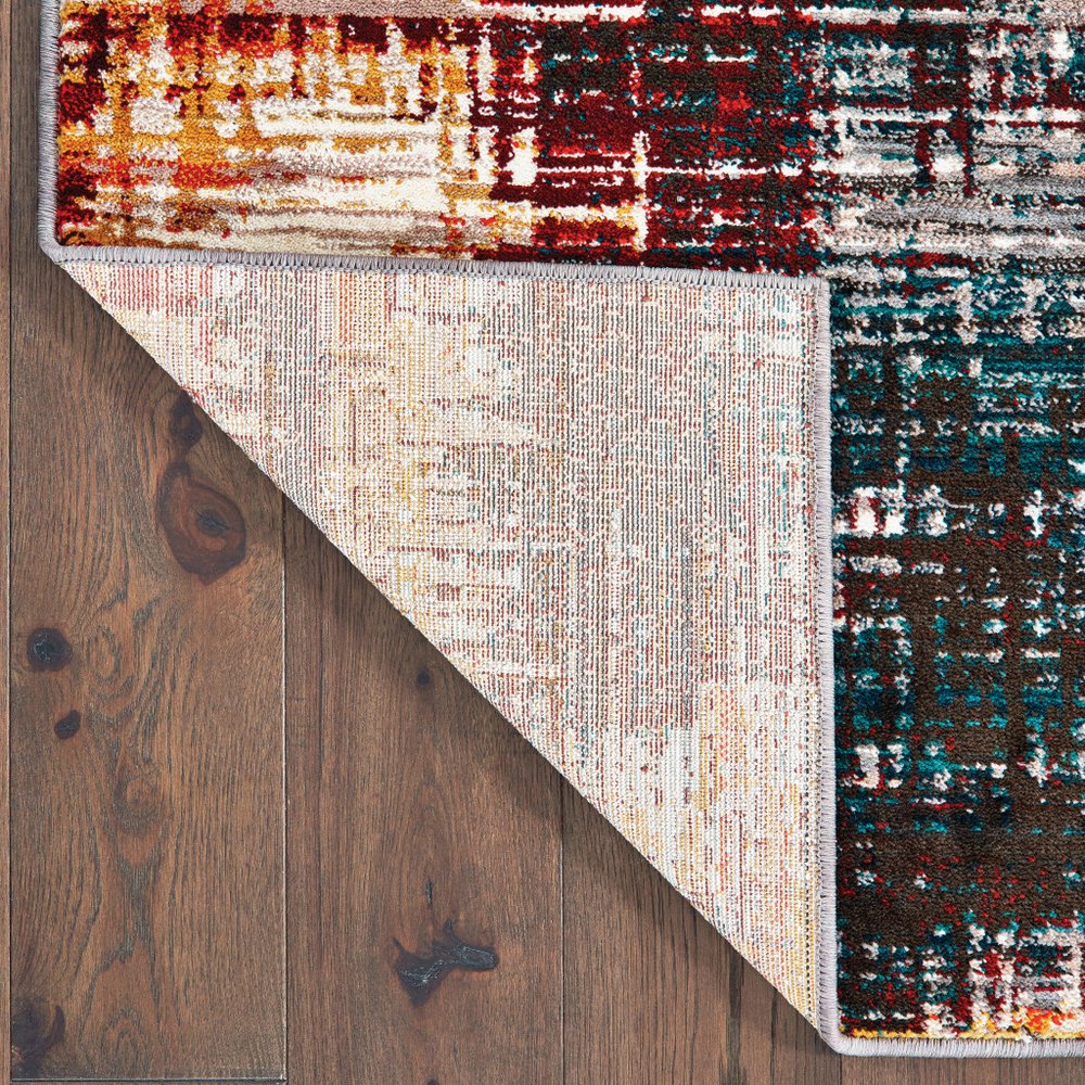 10' X 13' Blue and Orange Abstract Power Loom Area Rug