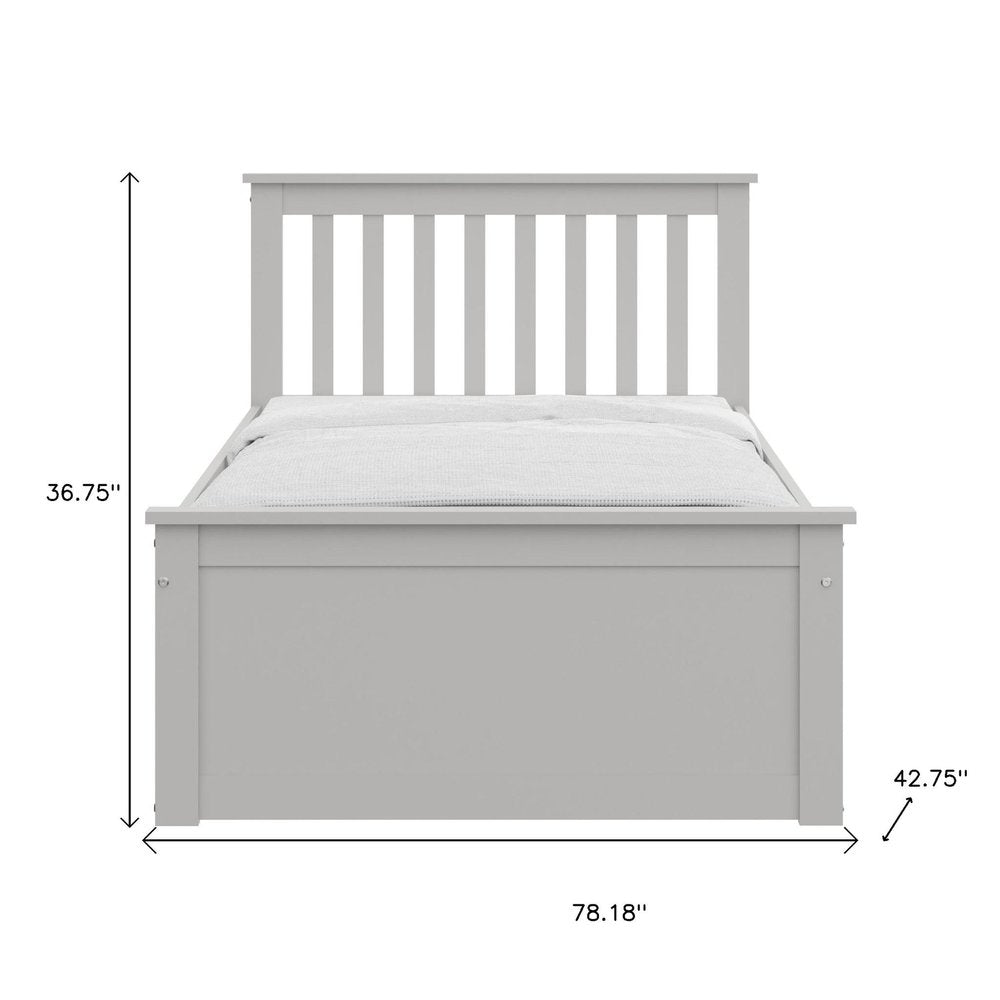 Gray Solid Wood Twin Bed With Pull Out Trundle