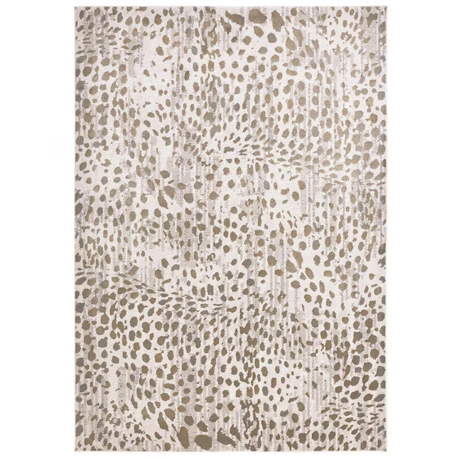 8' X 11' Brown And Ivory Abstract Stain Resistant Area Rug
