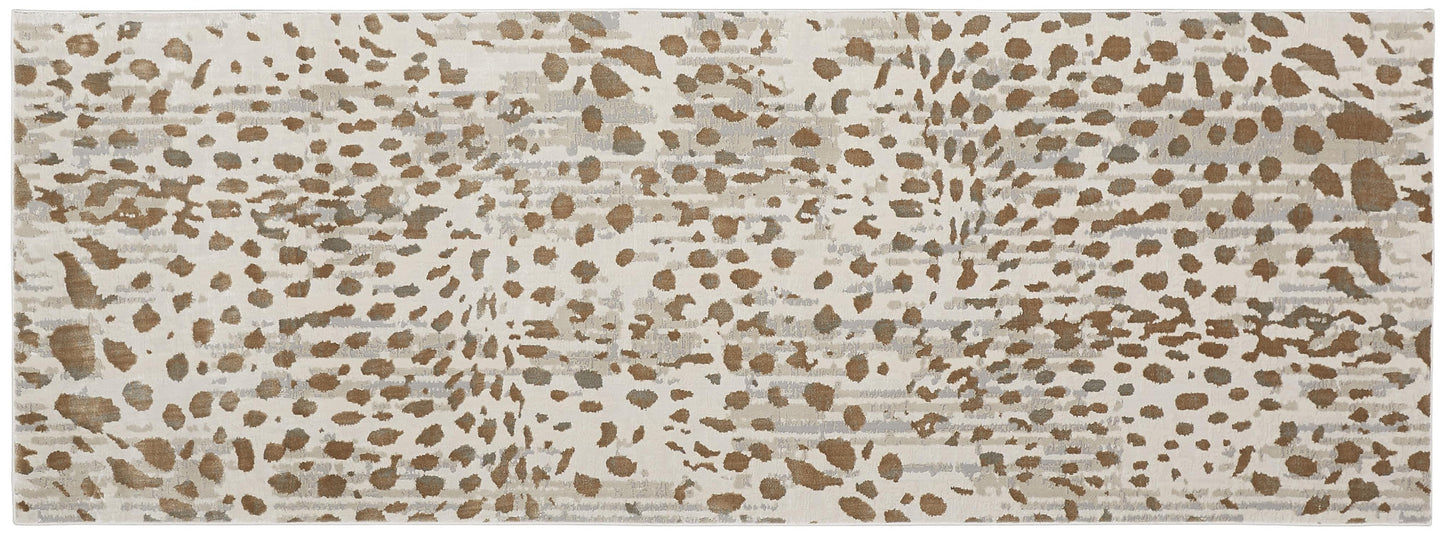 8' X 11' Brown And Ivory Abstract Stain Resistant Area Rug