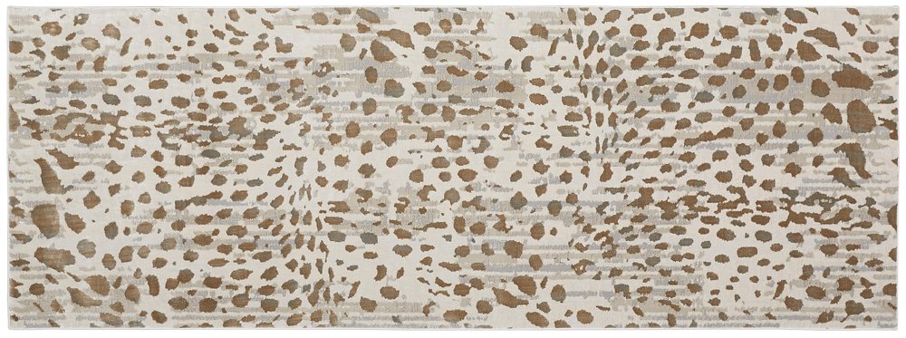 8' X 11' Brown And Ivory Abstract Stain Resistant Area Rug