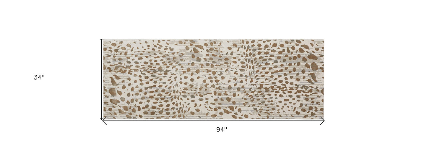 8' X 11' Brown And Ivory Abstract Stain Resistant Area Rug