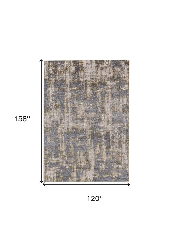 7' X 10' Gray And Gold Abstract Area Rug