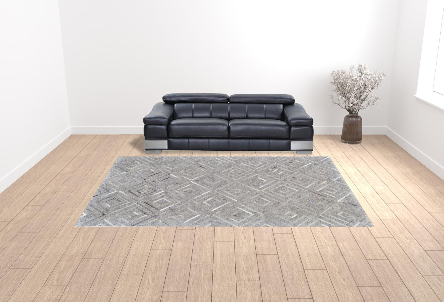 2' X 3' Gray Taupe And Ivory Geometric Hand Woven Area Rug