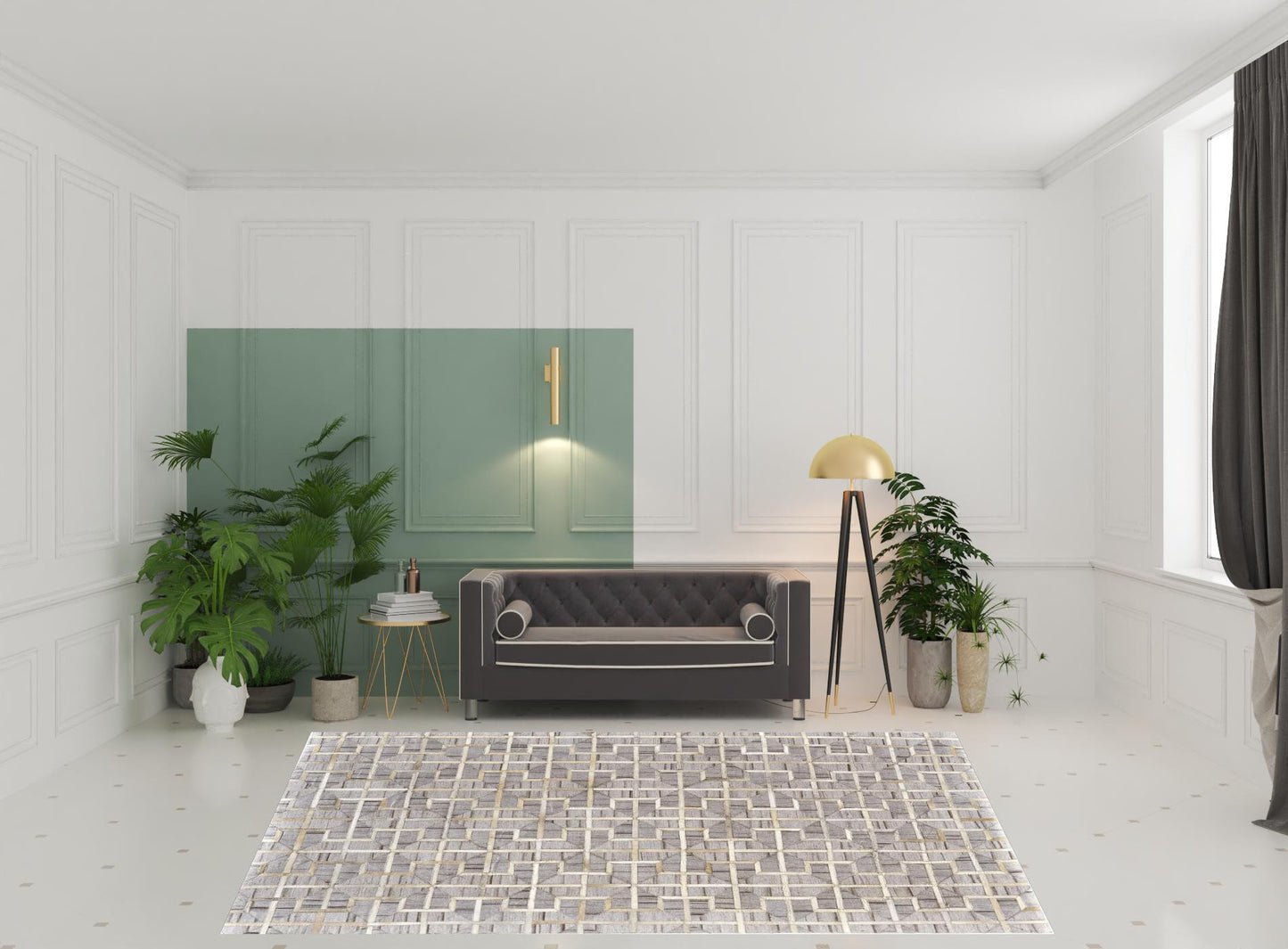 2' X 3' Gray Ivory And Brown Geometric Hand Woven Area Rug