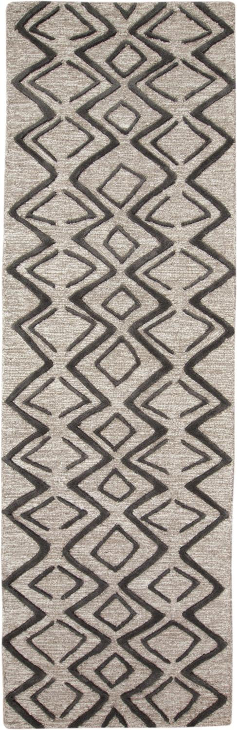 10' X 13' Black Gray And Taupe Wool Geometric Tufted Handmade Stain Resistant Area Rug