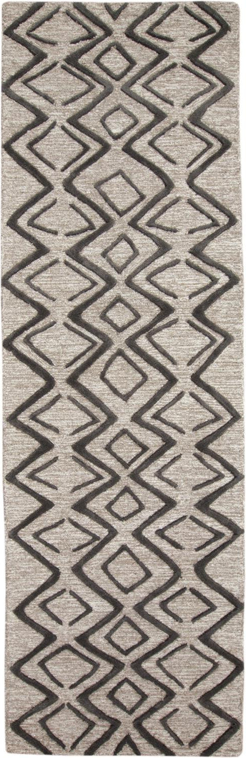 10' X 13' Black Gray And Taupe Wool Geometric Tufted Handmade Stain Resistant Area Rug