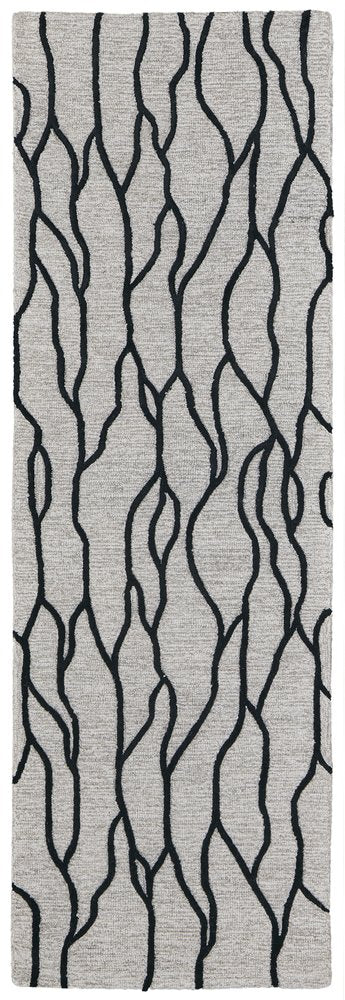 5' X 8' Gray And Black Wool Abstract Hand Tufted Area Rug