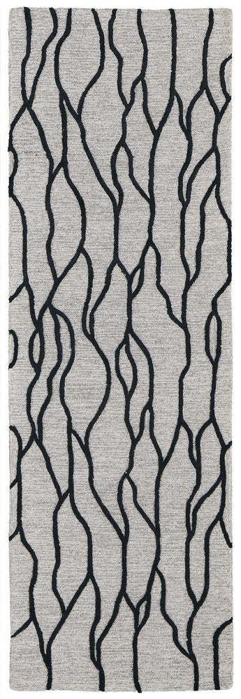 5' X 8' Gray And Black Wool Abstract Hand Tufted Area Rug