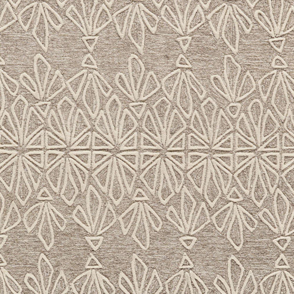 4' X 6' Tan And Ivory Wool Geometric Tufted Handmade Stain Resistant Area Rug