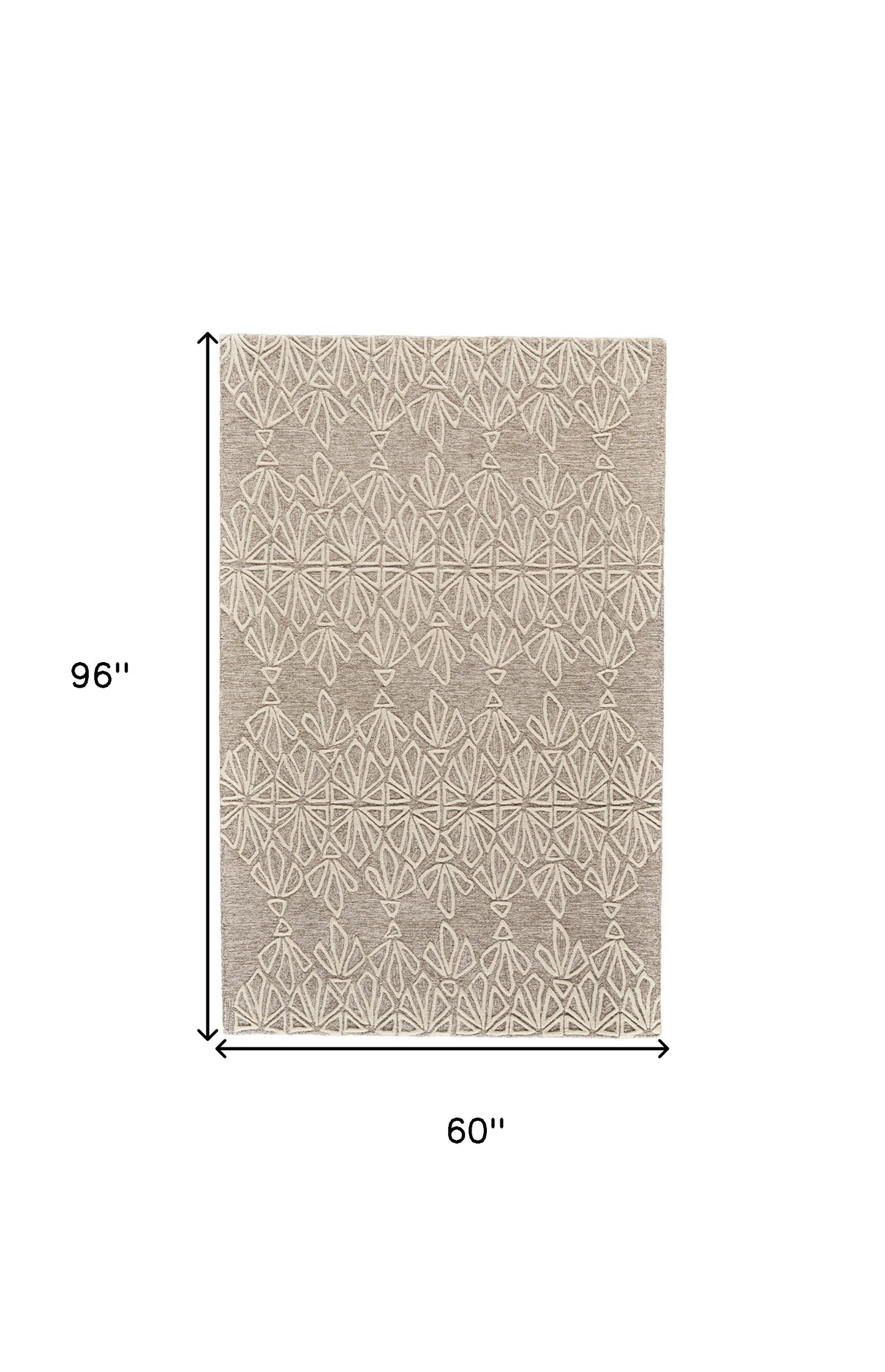 4' X 6' Tan And Ivory Wool Geometric Tufted Handmade Stain Resistant Area Rug