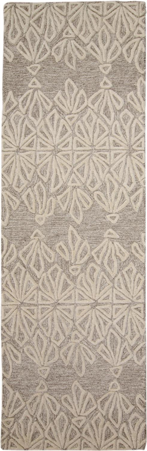 4' X 6' Tan And Ivory Wool Geometric Tufted Handmade Stain Resistant Area Rug