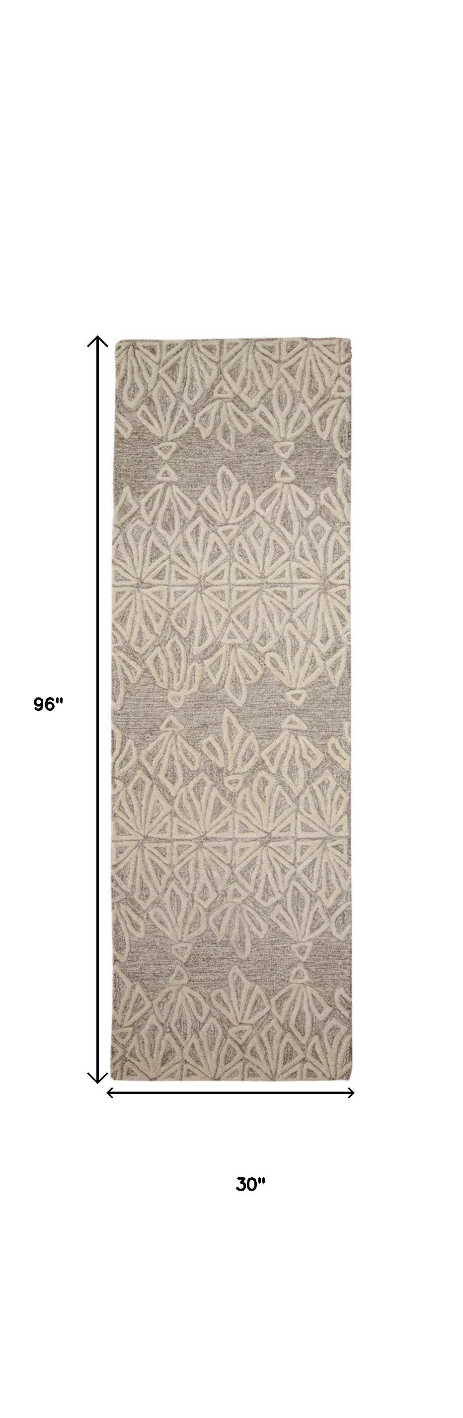 4' X 6' Tan And Ivory Wool Geometric Tufted Handmade Stain Resistant Area Rug