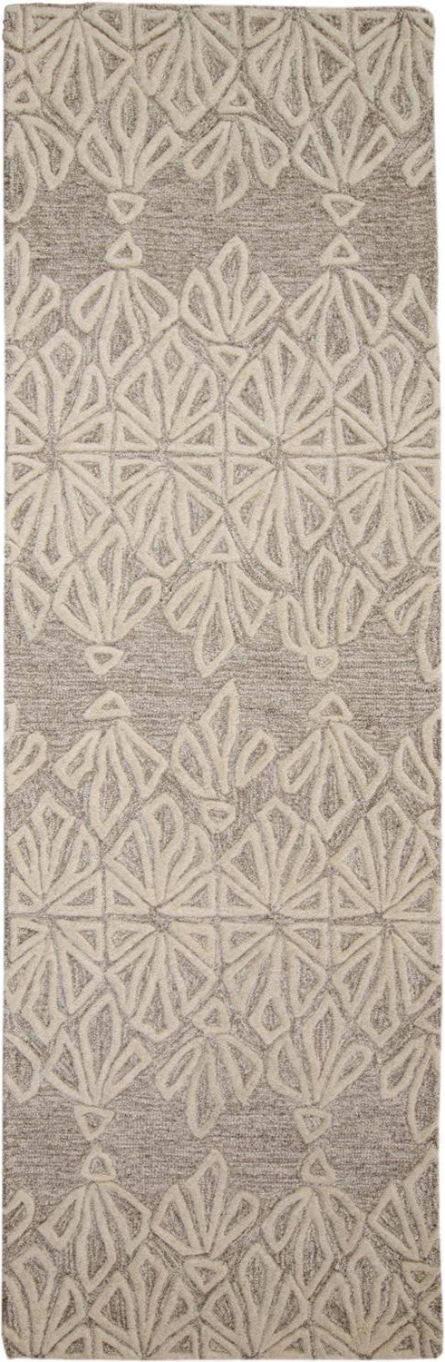 4' X 6' Tan And Ivory Wool Geometric Tufted Handmade Stain Resistant Area Rug