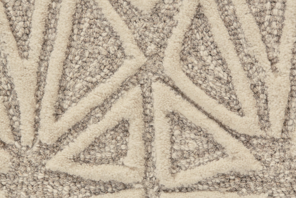 4' X 6' Tan And Ivory Wool Geometric Tufted Handmade Stain Resistant Area Rug