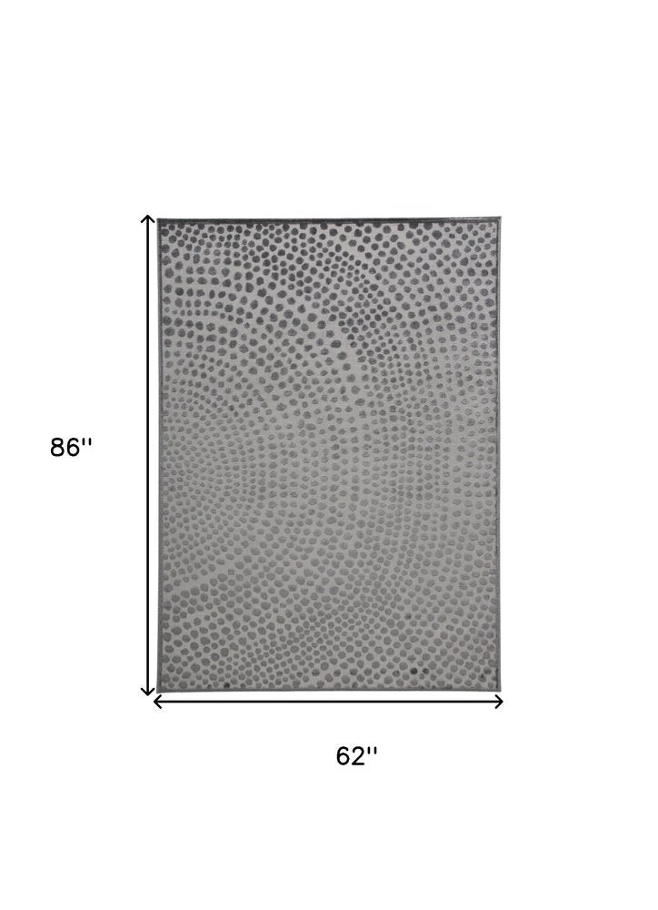 8' X 11' Gray And Silver Abstract Area Rug