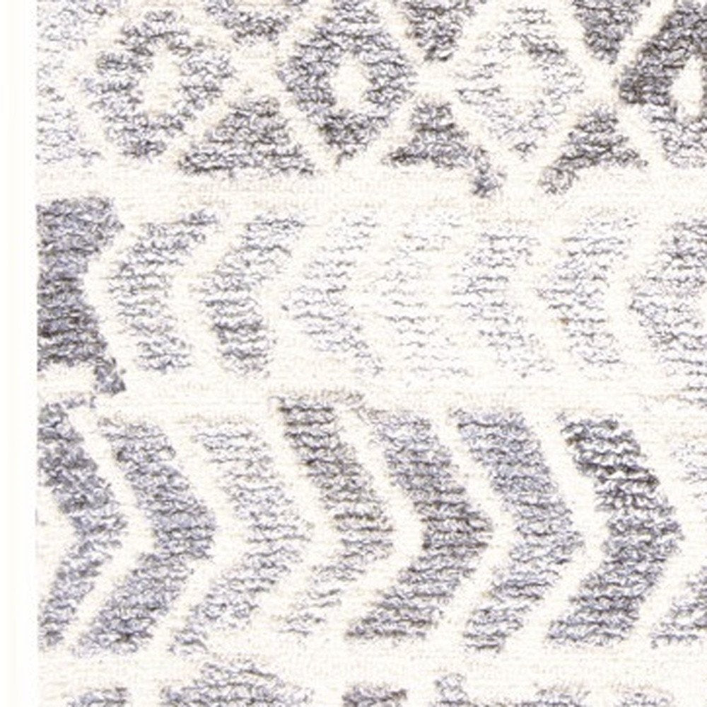 10' X 14' Gray and White Wool Abstract Geometric Hand Tufted Area Rug