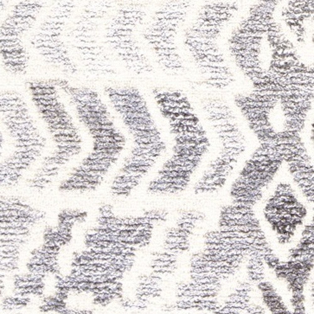 9' X 12' Gray and White Wool Abstract Geometric Hand Tufted Area Rug