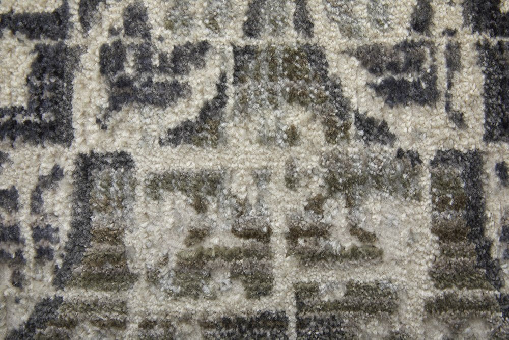 10' X 14' Ivory Taupe And Gray Abstract Stain Resistant Area Rug