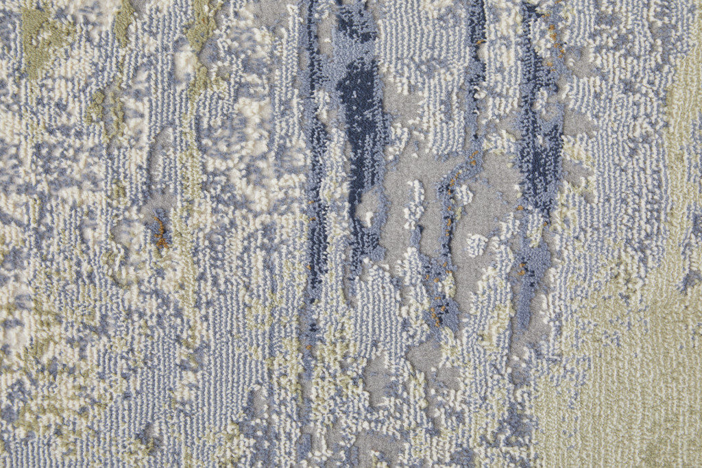 8' X 10' Blue Orange And Ivory Abstract Power Loom Area Rug