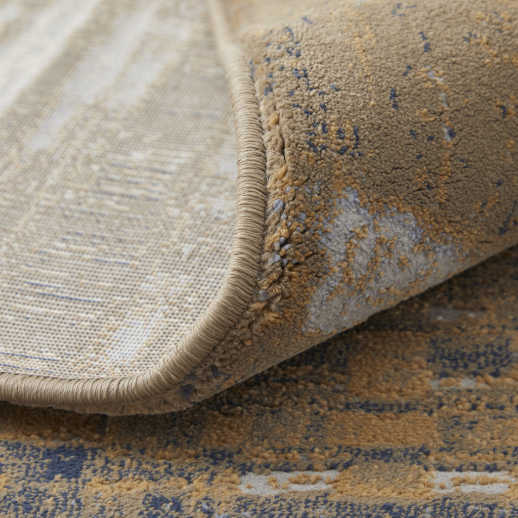 12' X 15' Blue Orange And Gray Abstract Power Loom Area Rug