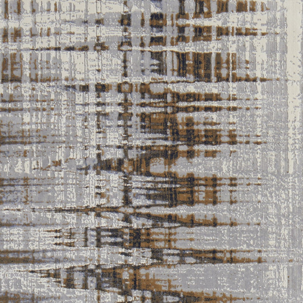 12' X 15' Blue Orange And Gray Abstract Power Loom Area Rug