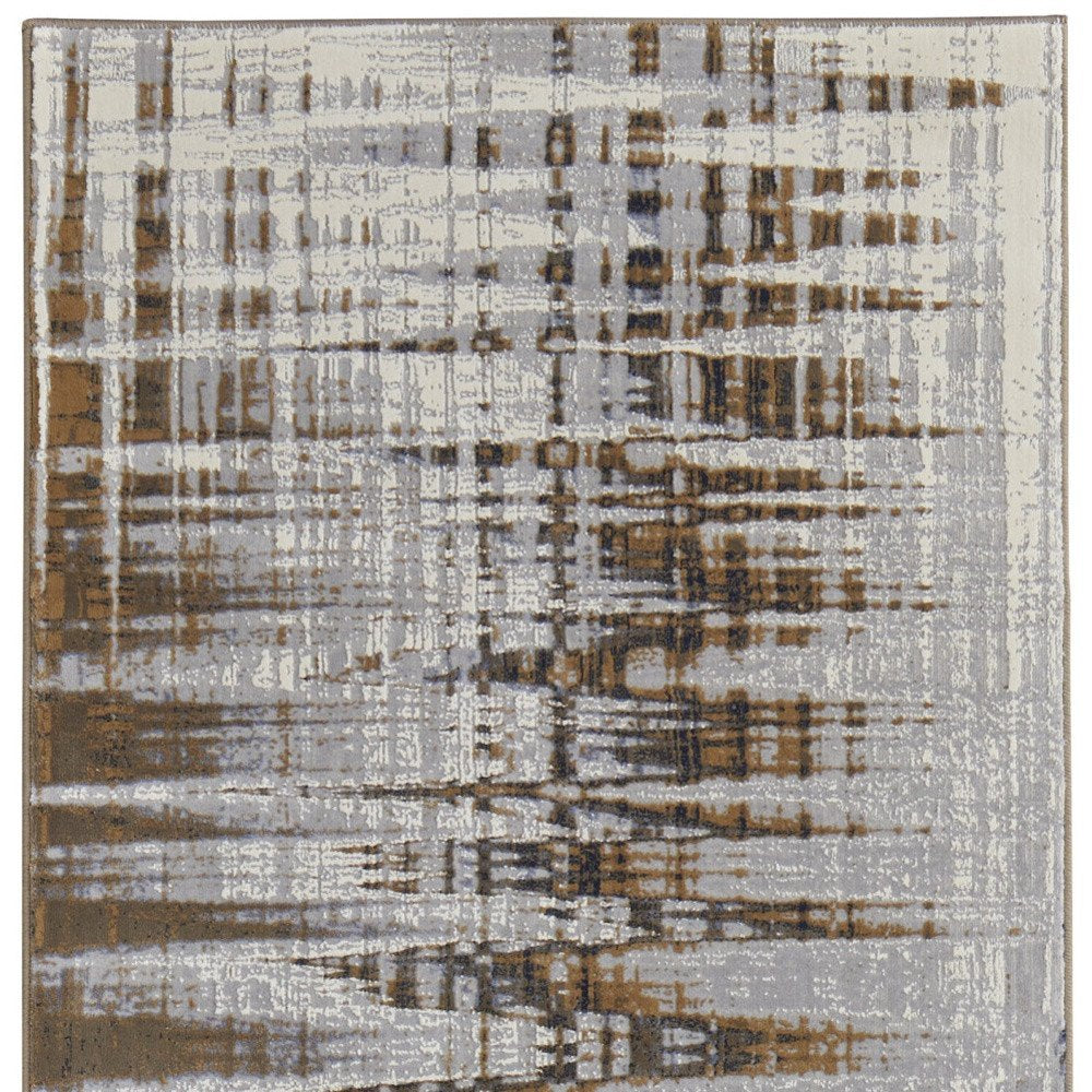 4' X 6' Blue Orange And Gray Abstract Area Rug