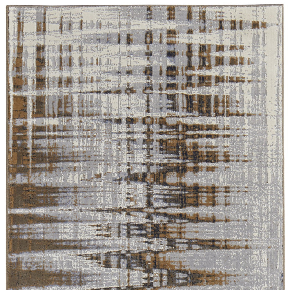 12' X 15' Blue Orange And Gray Abstract Power Loom Area Rug
