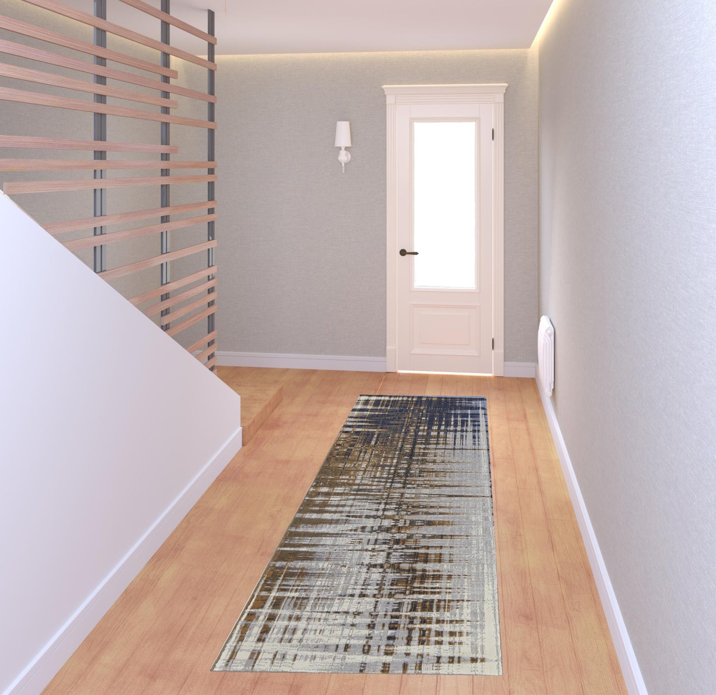 12' X 15' Blue Orange And Gray Abstract Power Loom Area Rug