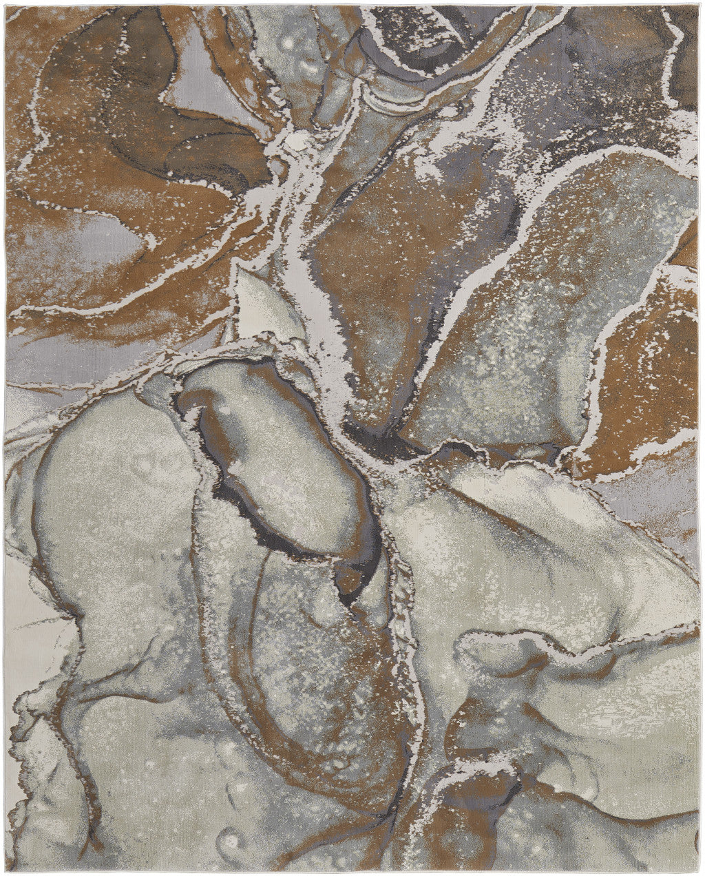 8' X 10' Gray and Brown Marble Power Loom Area Rug