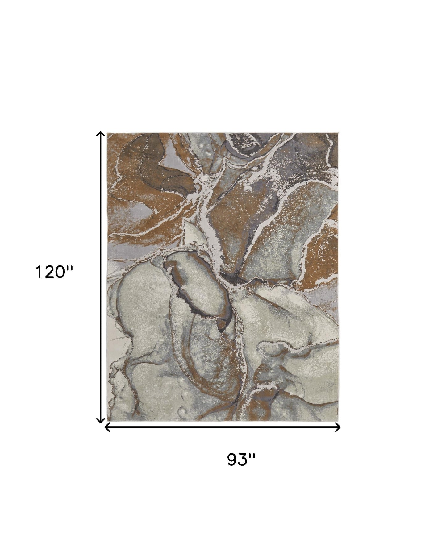 8' X 10' Gray and Brown Marble Power Loom Area Rug