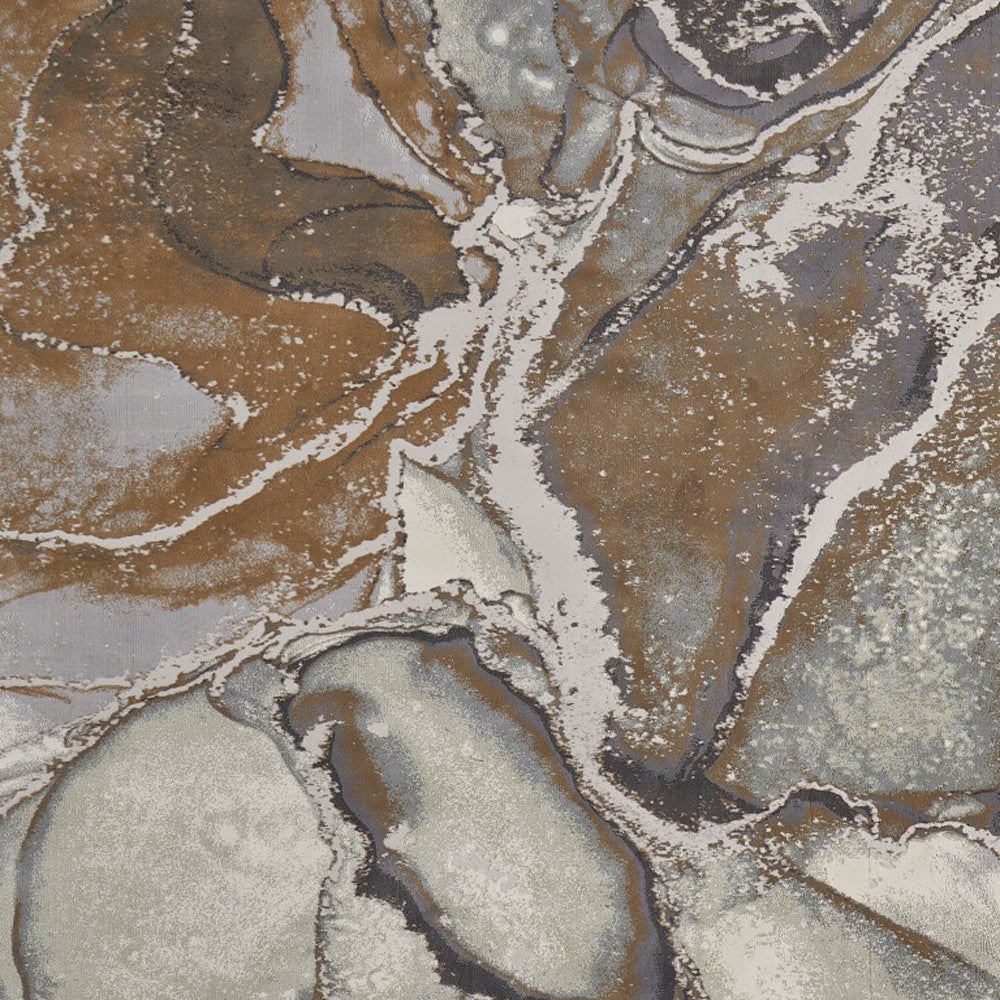 8' X 10' Gray and Brown Marble Power Loom Area Rug