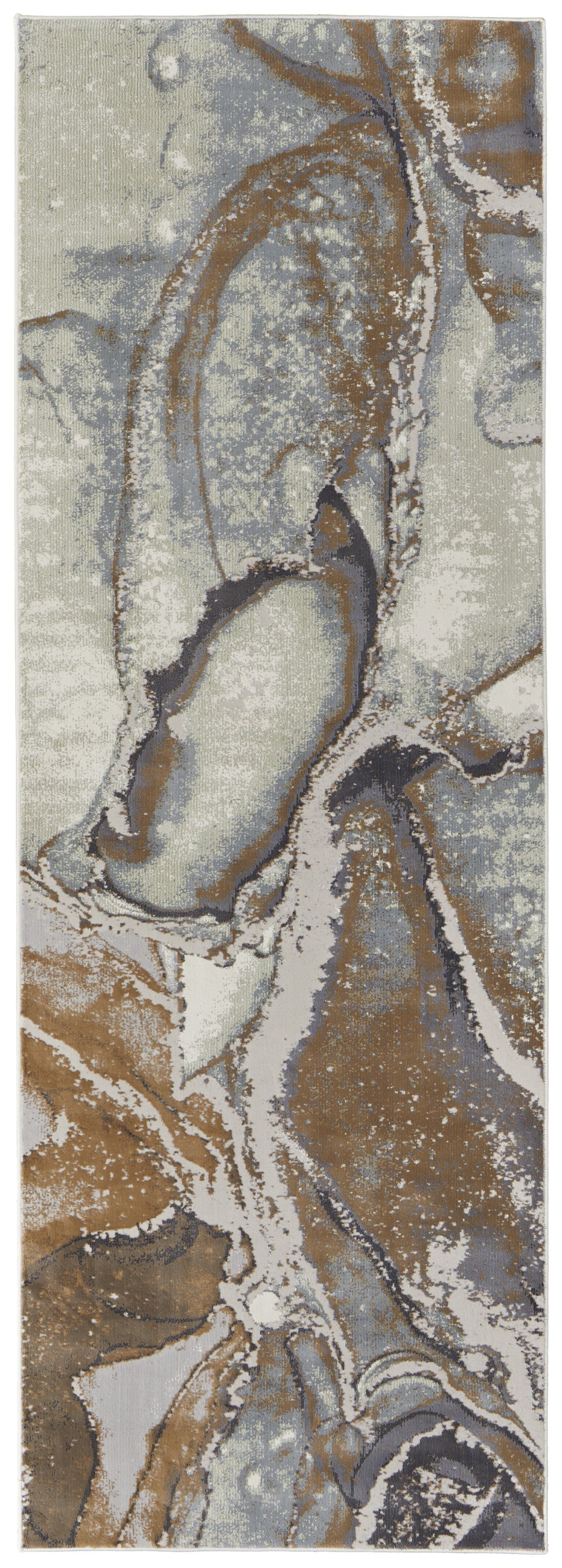 8' X 10' Gray and Brown Marble Power Loom Area Rug