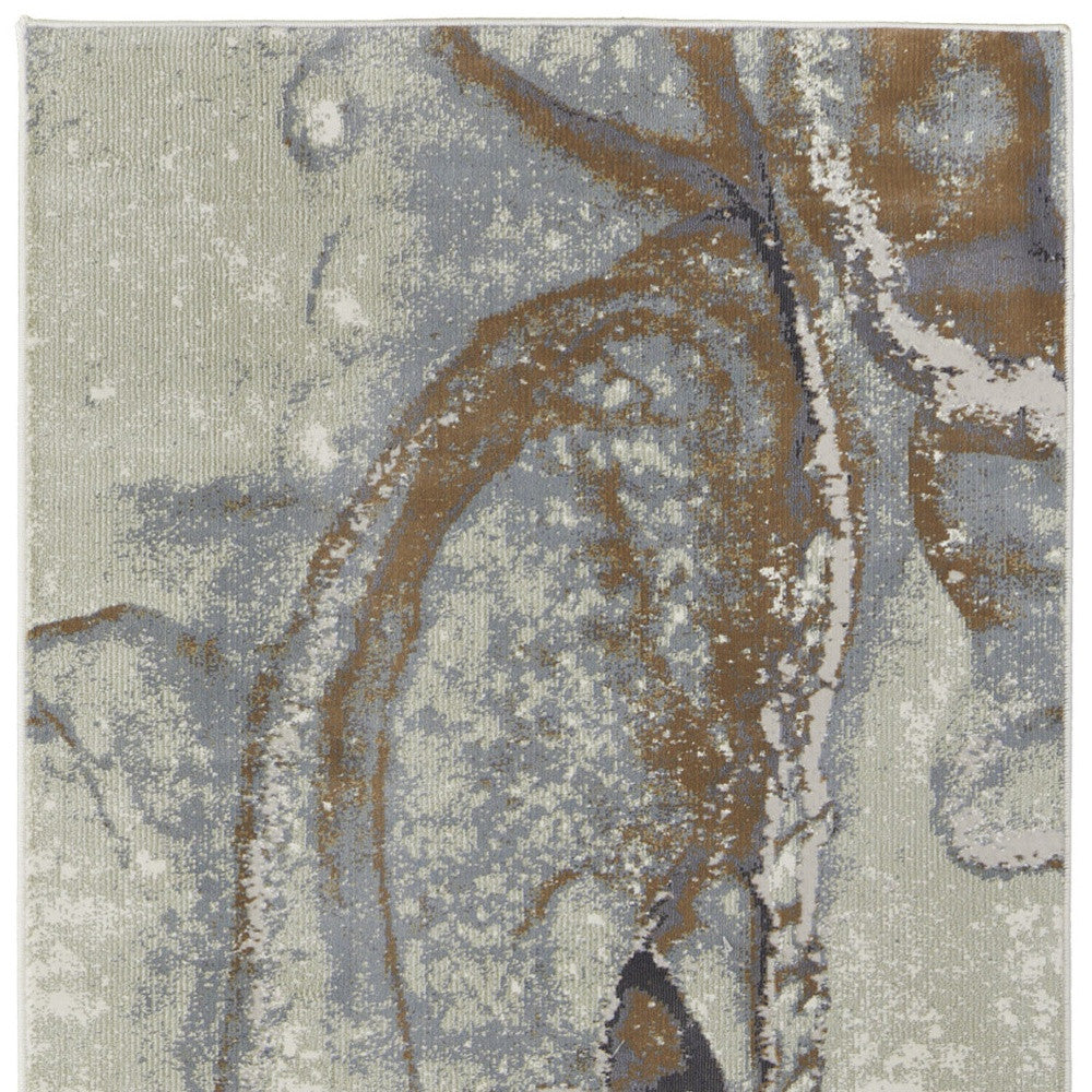 8' X 10' Gray and Brown Marble Power Loom Area Rug