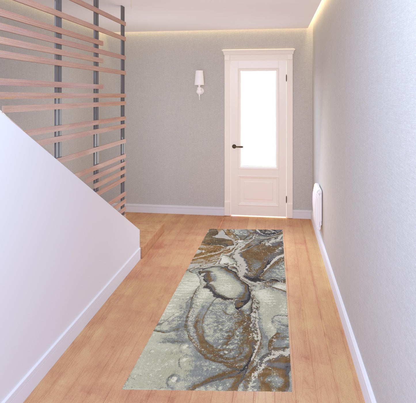8' X 10' Gray and Brown Marble Power Loom Area Rug