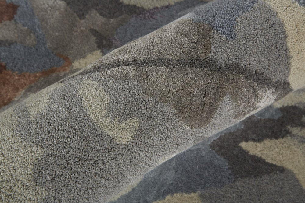 10' X 14' Blue and Gray Wool Floral Hand Tufted Area Rug