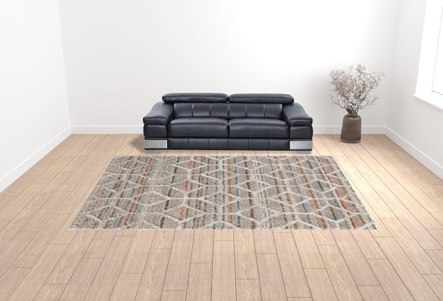 8' X 10' Tan and Ivory Geometric Power Loom Area Rug