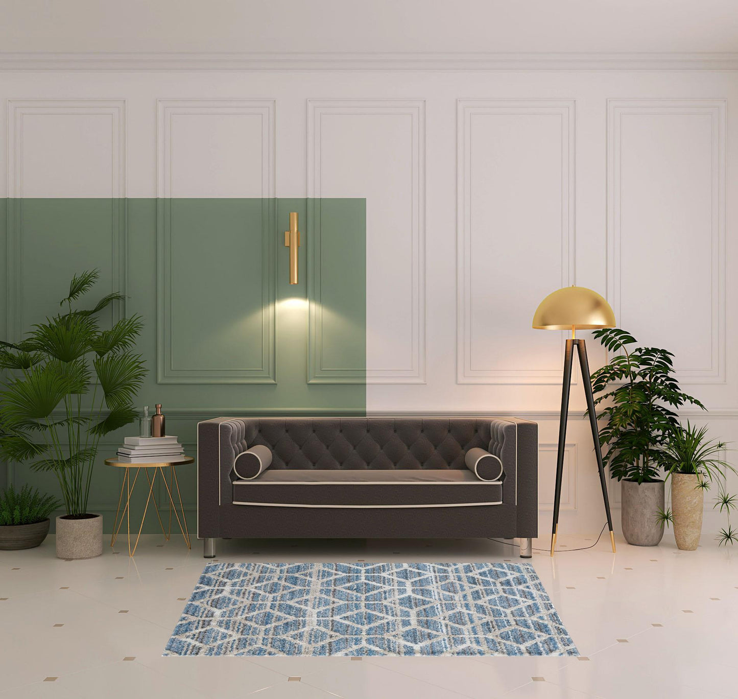 8' X 10' Tan and Ivory Geometric Power Loom Area Rug