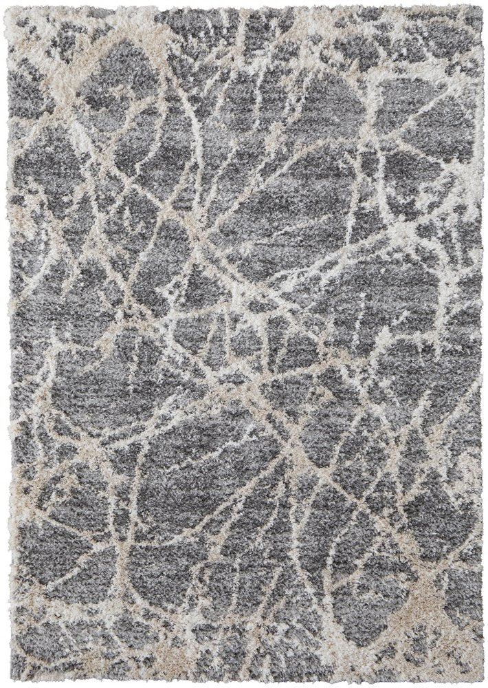 5' X 8' Gray And Ivory Abstract Power Loom Stain Resistant Area Rug