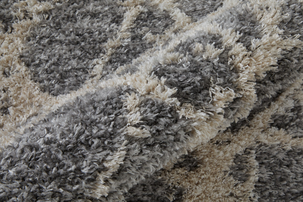 4' X 6' Gray And Ivory Abstract Power Loom Stain Resistant Area Rug