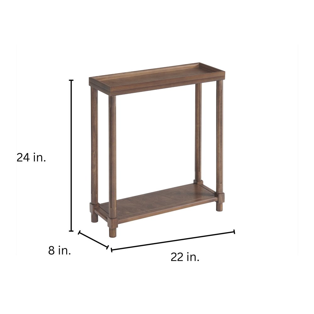 Set Of Two 24" Brown Wood Rectangular End Tables With Shelf