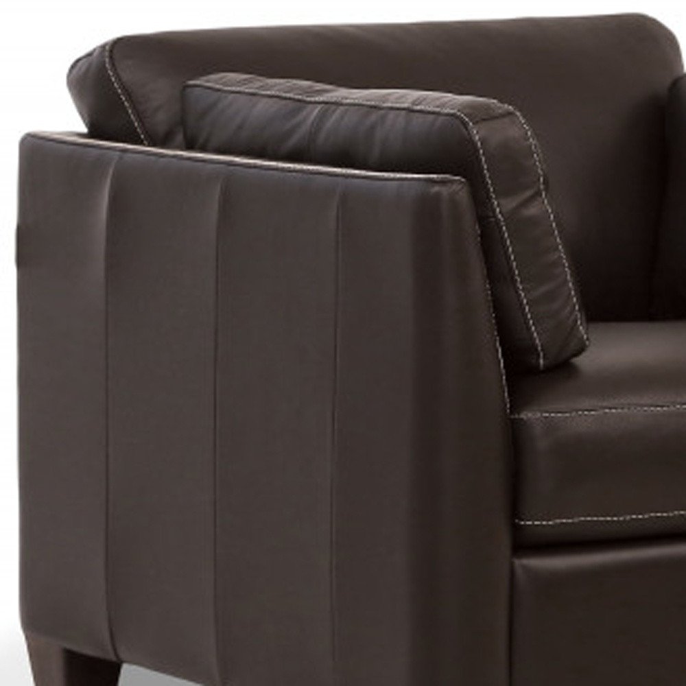 36" Chocolate and Black Genuine Leather Arm Chair