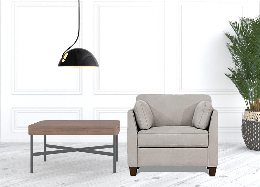 36" White and Black Genuine Leather Arm Chair