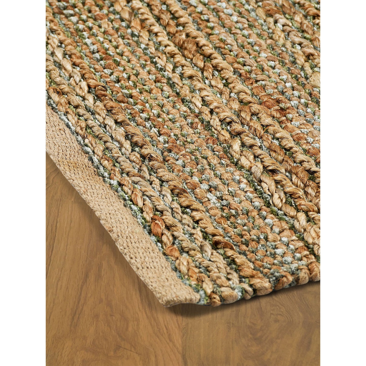 8' X 10' Green Abstract Hand Woven Non Skid Area Rug