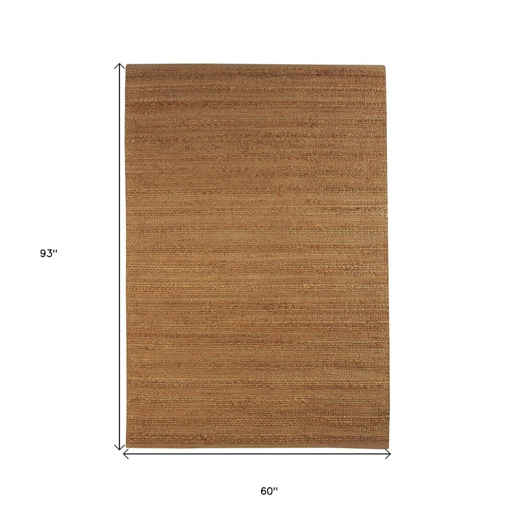 5' X 8' Green Abstract Hand Woven Non Skid Area Rug