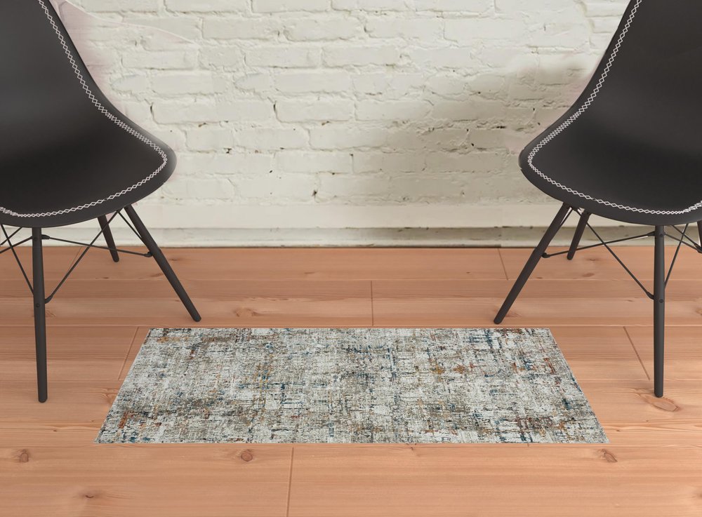 2' X 3' Gray Abstract Distressed Area Rug